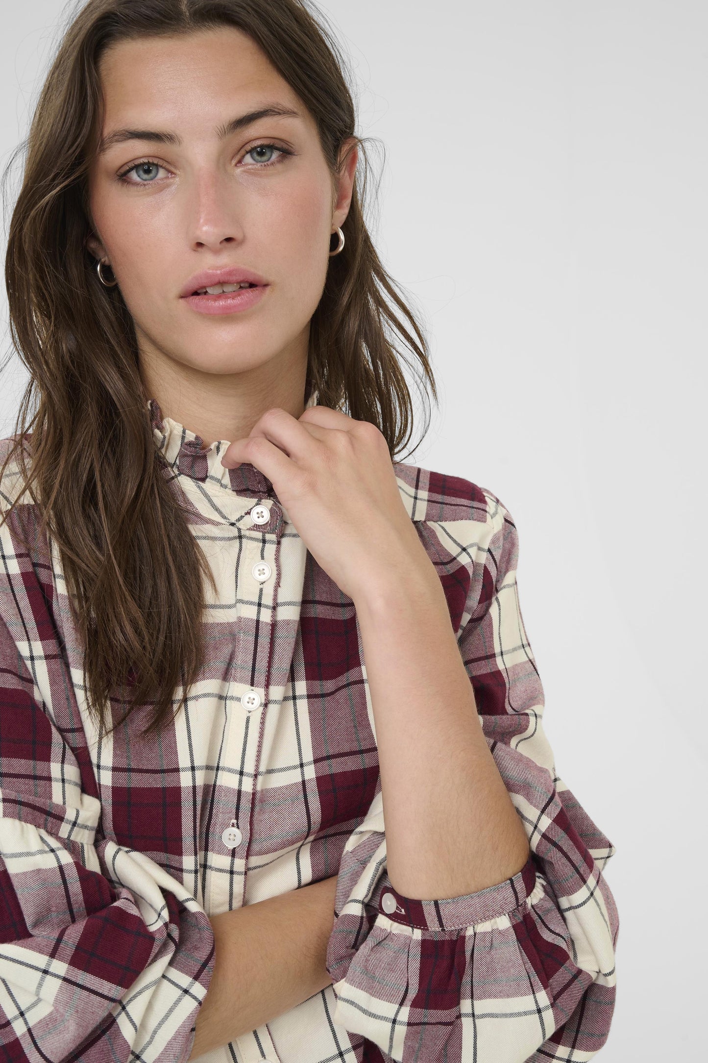 Samilla Shirt Tawny Port Check