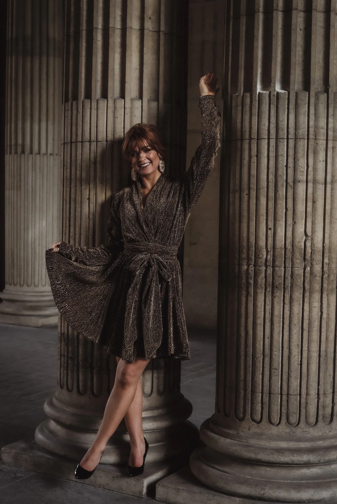 Stardust Frill Dress Black And Gold