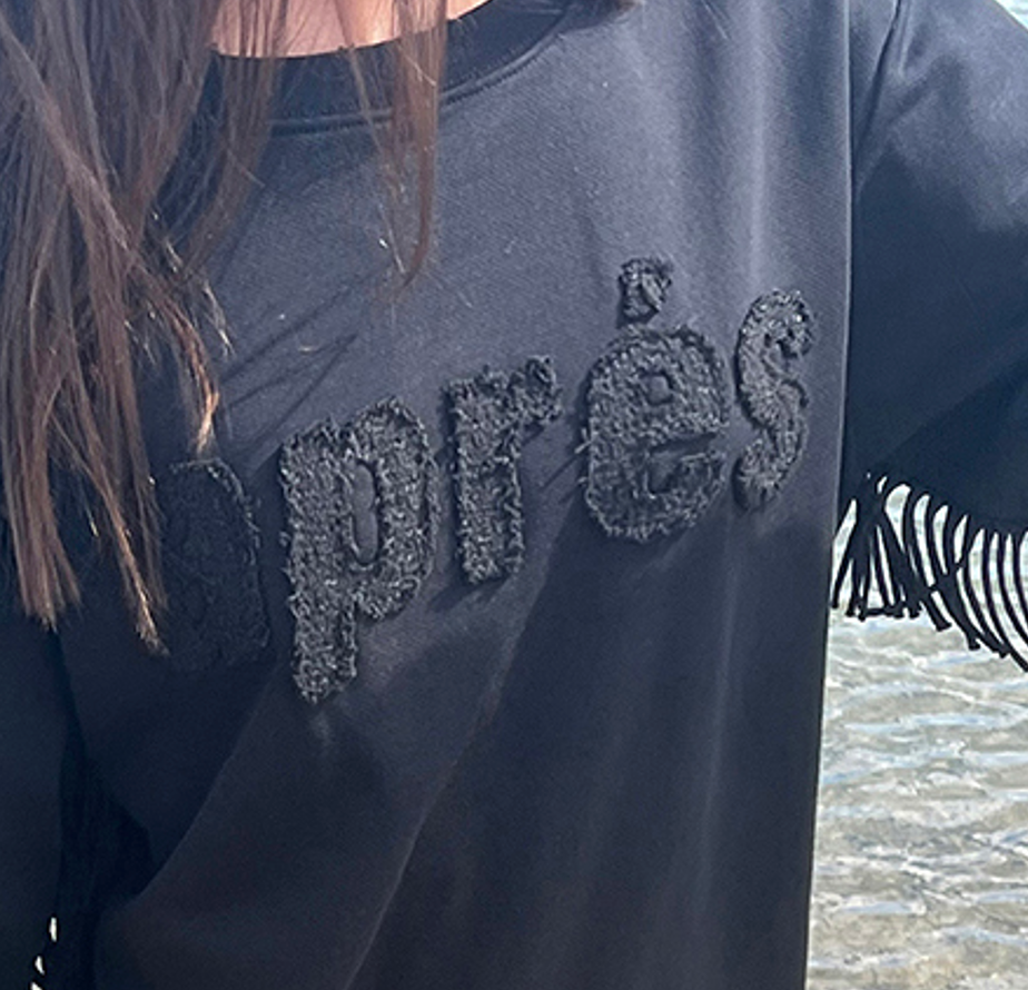 Après College Sweater w Fringe Black