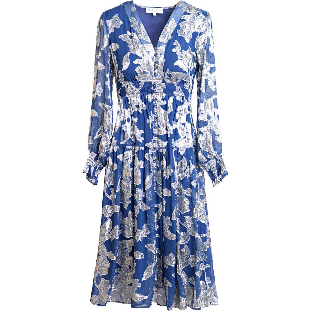 Raquel Silk Dress Solid Navy