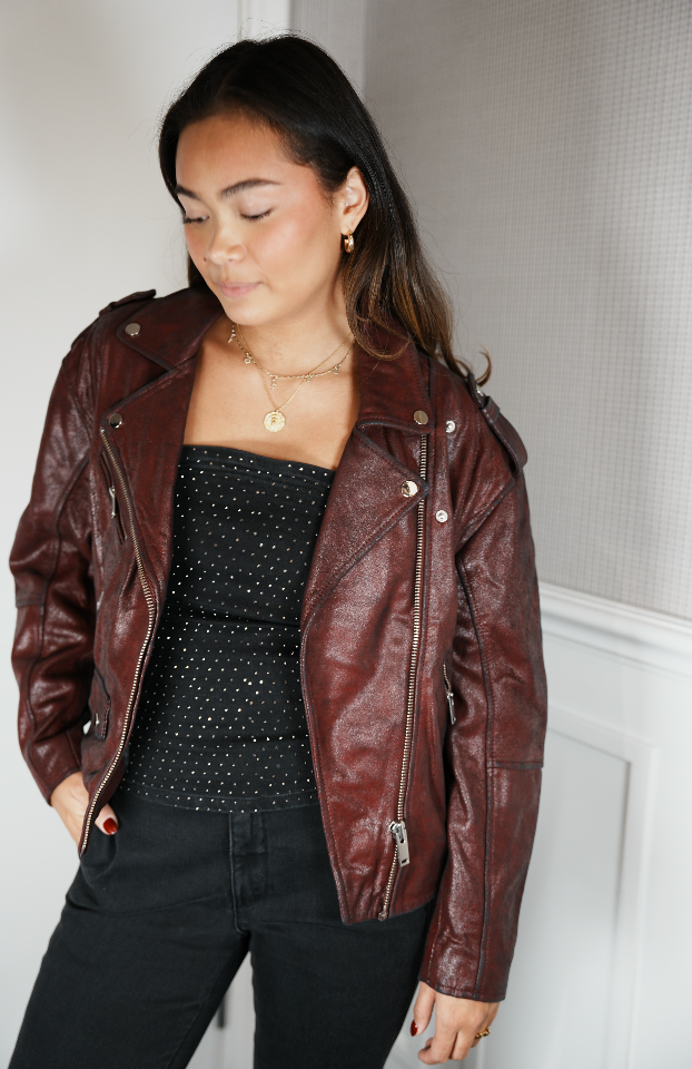 Gilo Leather Jacket Burgunder