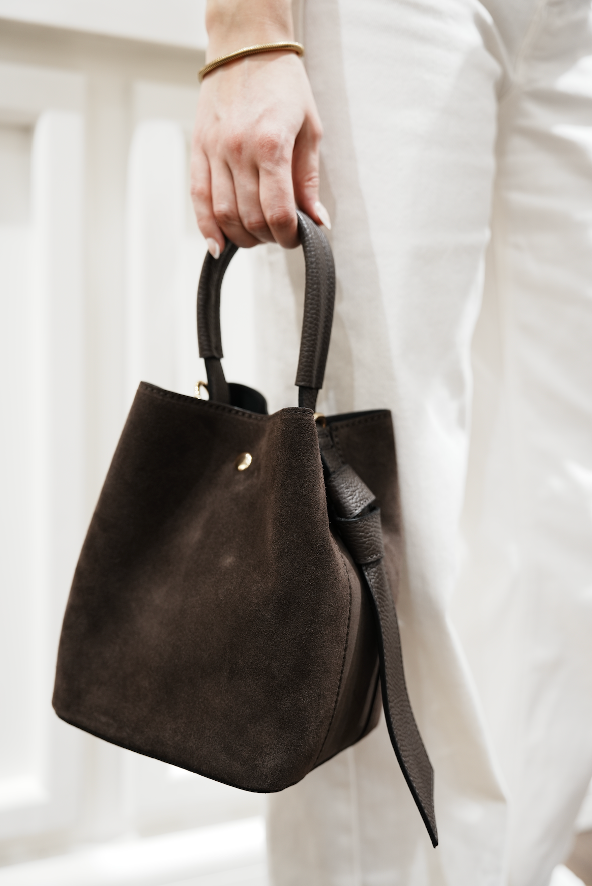 Bucket Bag Semsket Mørkebrun