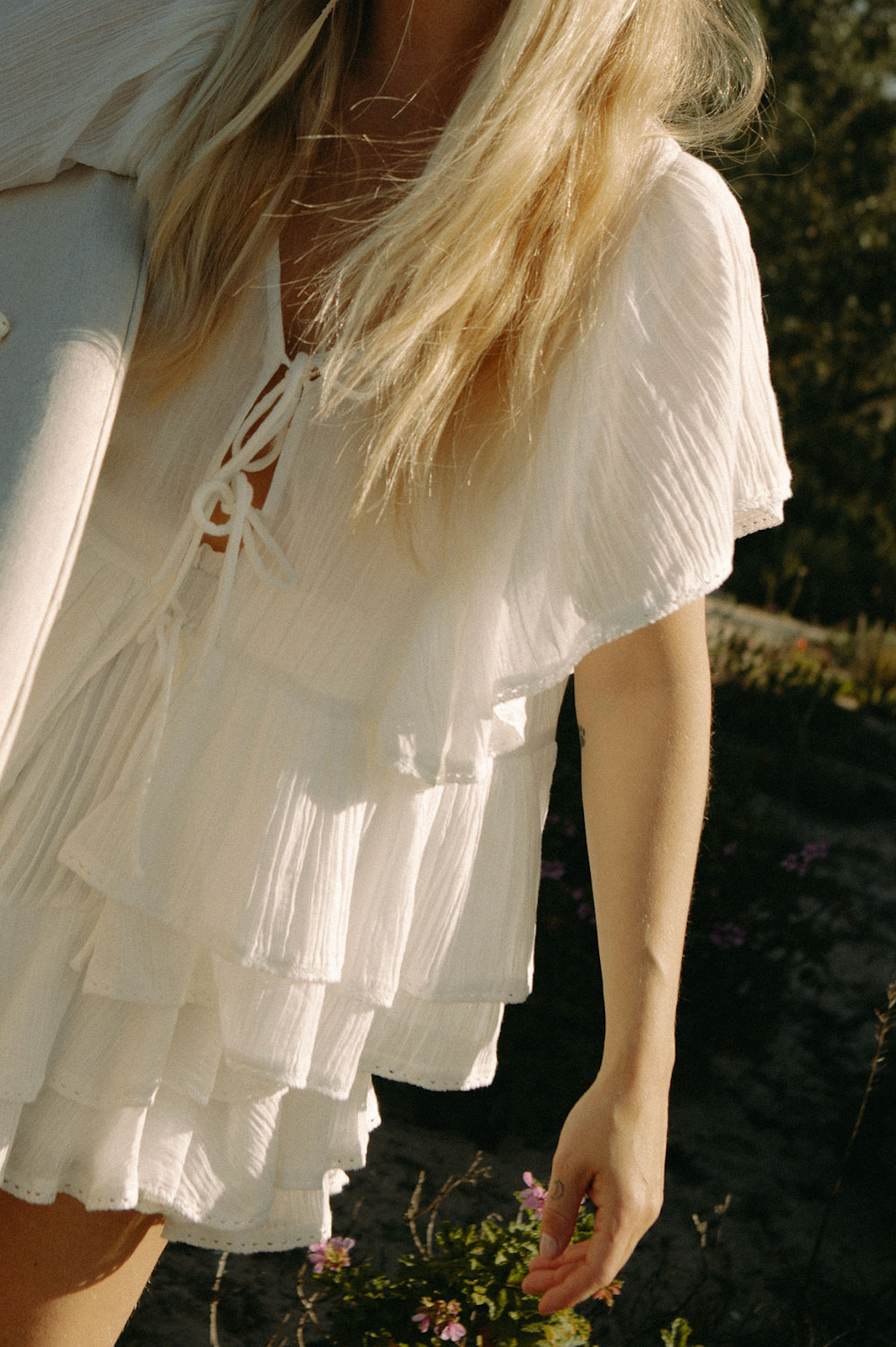 Frill Bow Top White