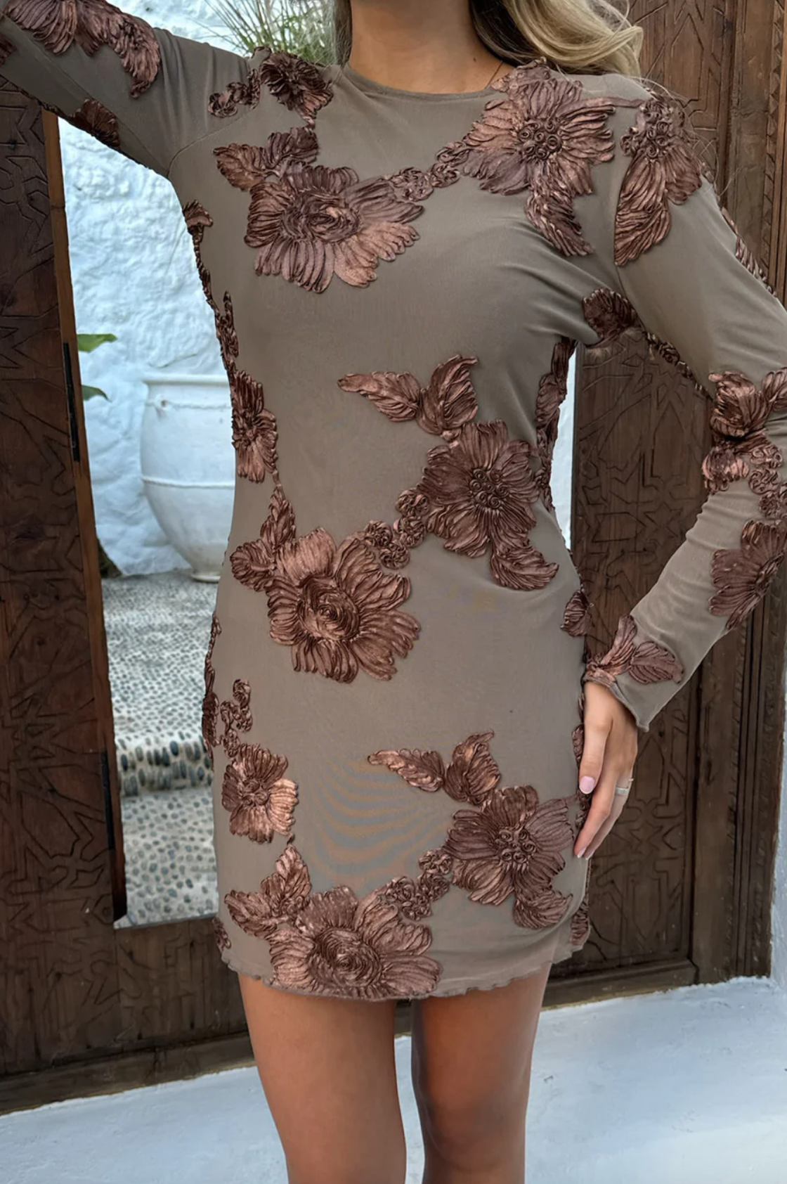 Malou Mesh Dress Mocca Flower