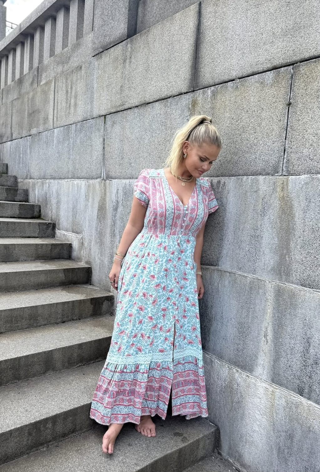 Pegaso Print Carmen Maxi Dress