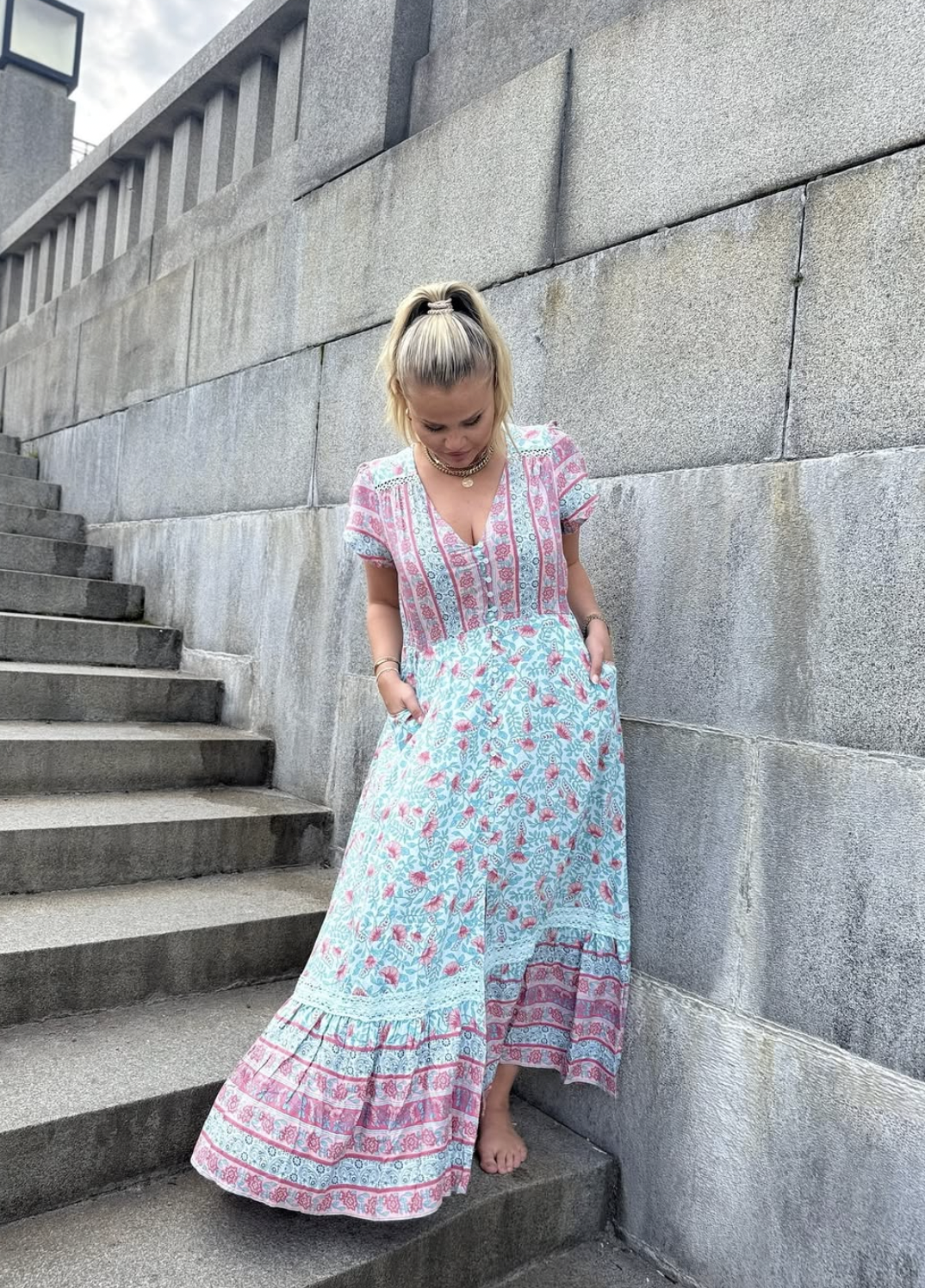 Pegaso Print Carmen Maxi Dress