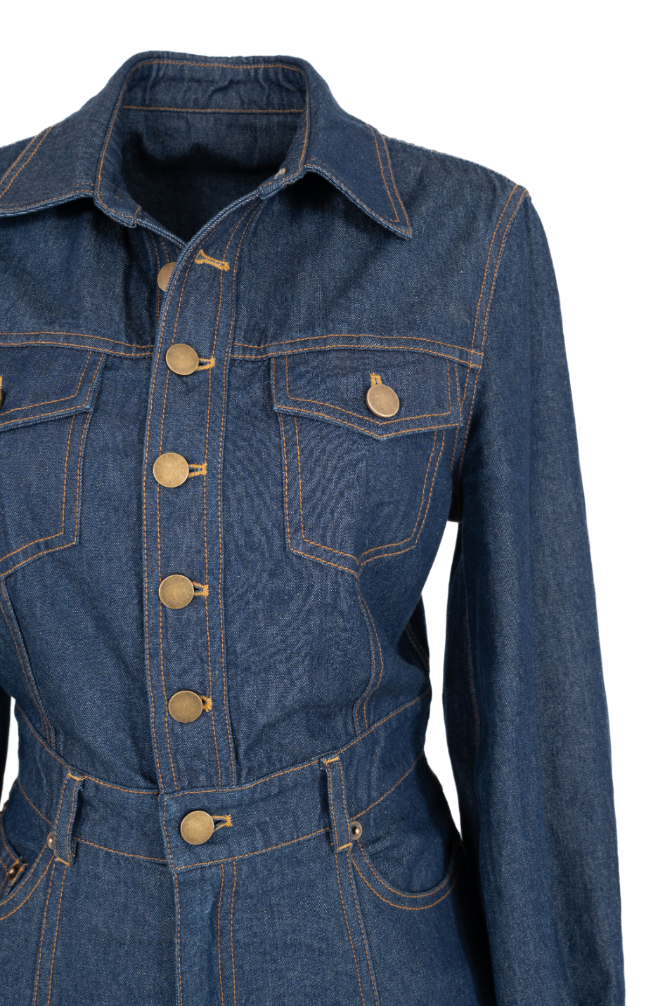 Midi Denim Dress Medium Blue Denim