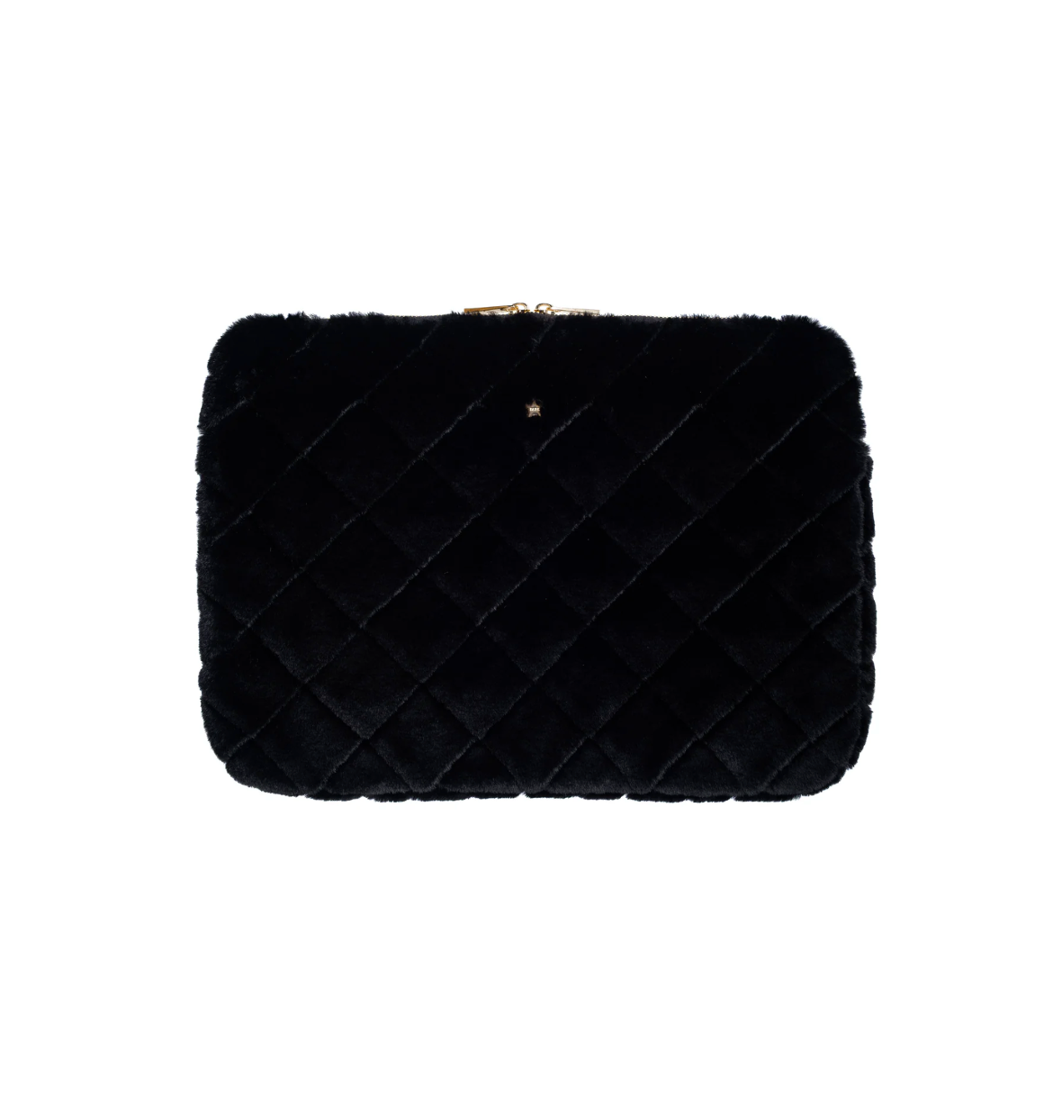 Faux Fur Quilted Mac Cover Black