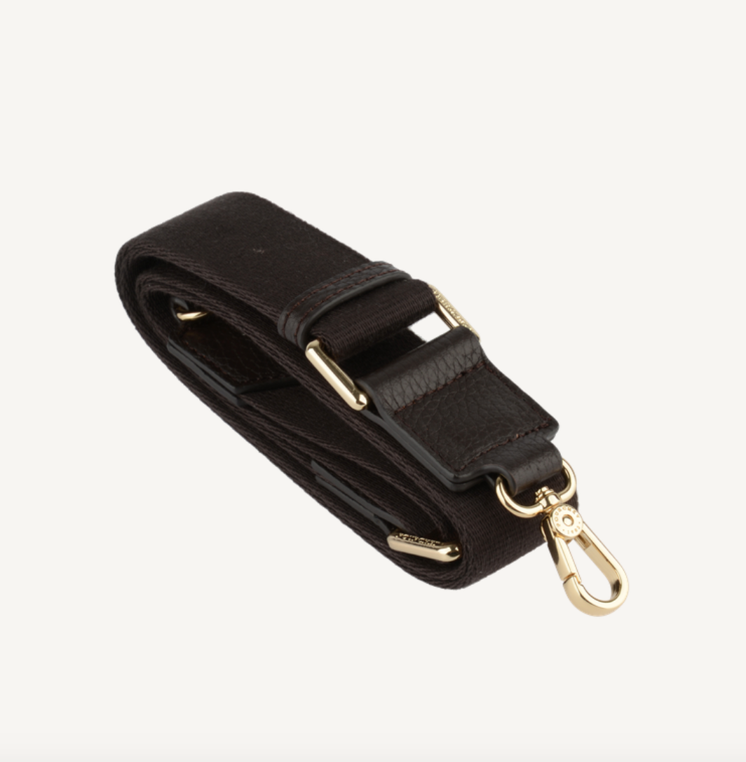 Weaved cotton shoulder strap Brown