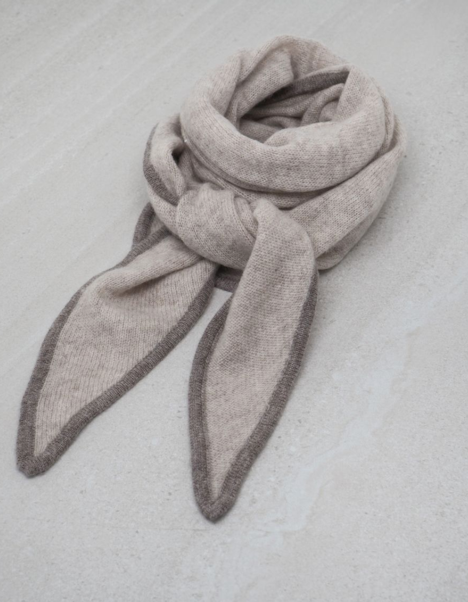 Skjerf Merinoull To Farger Beige/Taupe