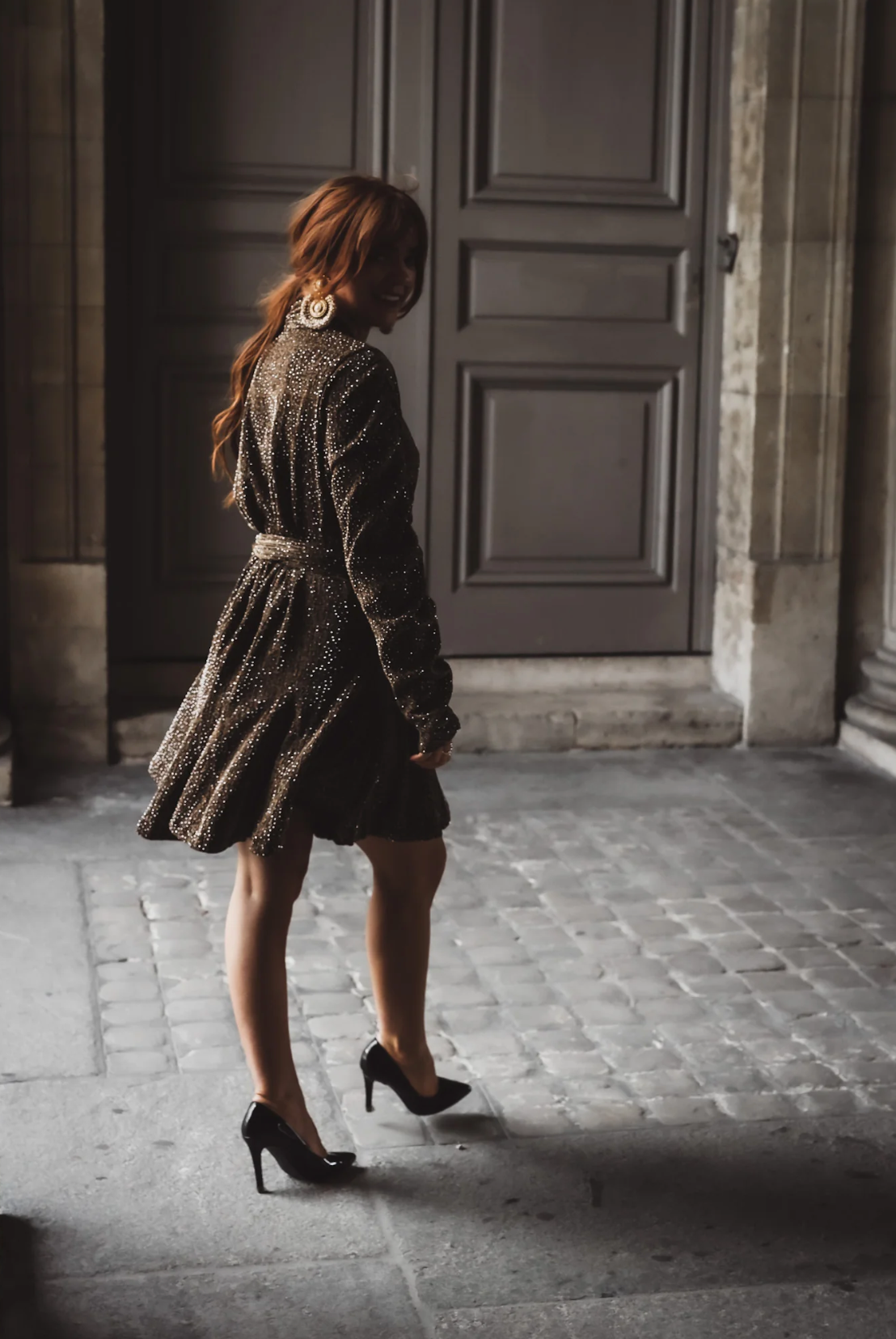 Stardust Frill Dress Black And Gold