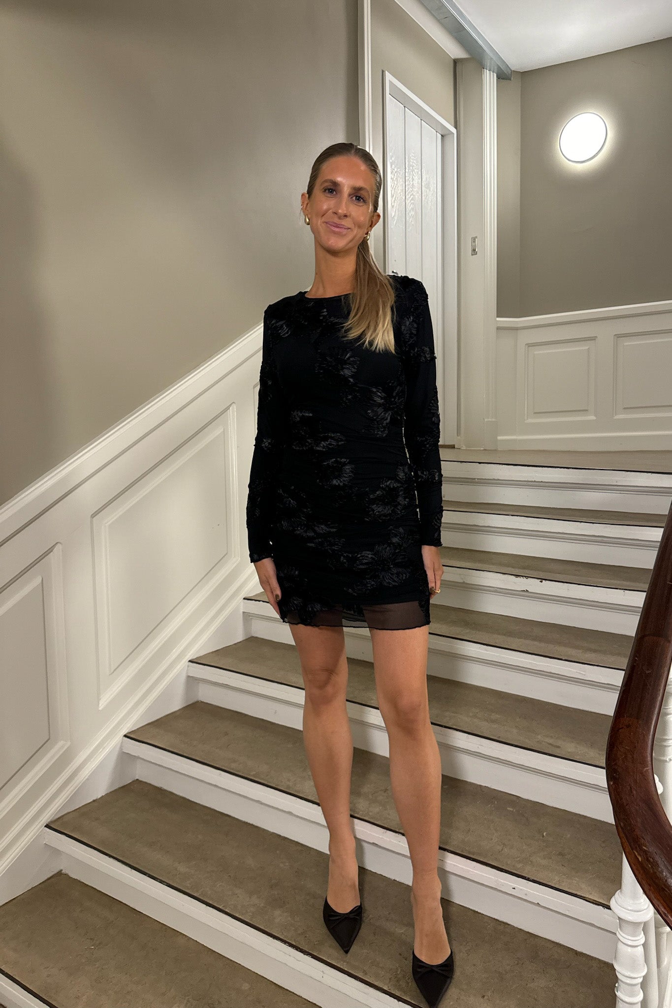 Maja Mesh Dress Black Flower