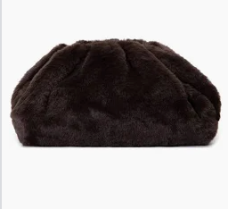 Faux Fur Small Pouch Brown