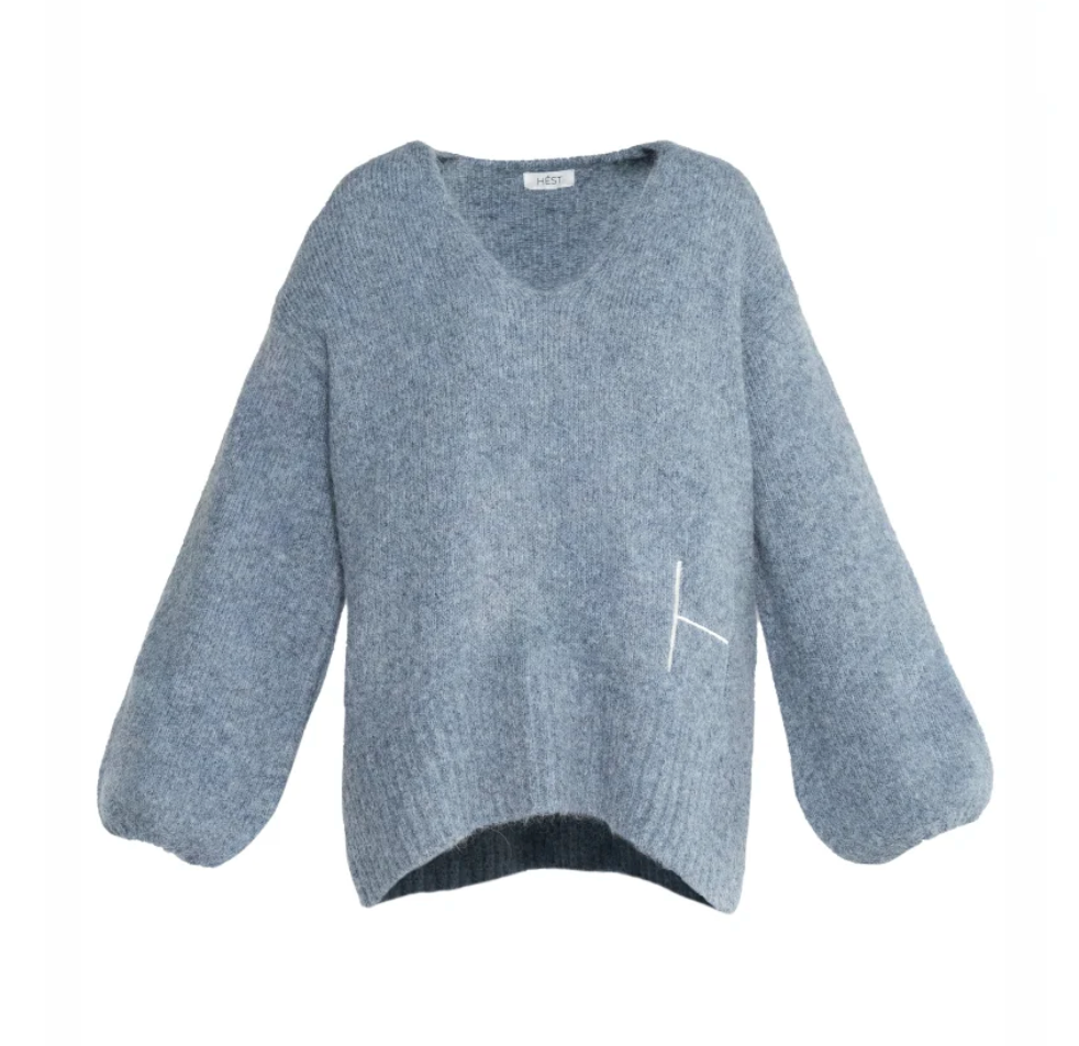 Sofie V-neck Sweater Faded Denim