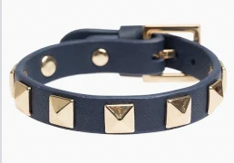 Leather Stud Bracelet Navy