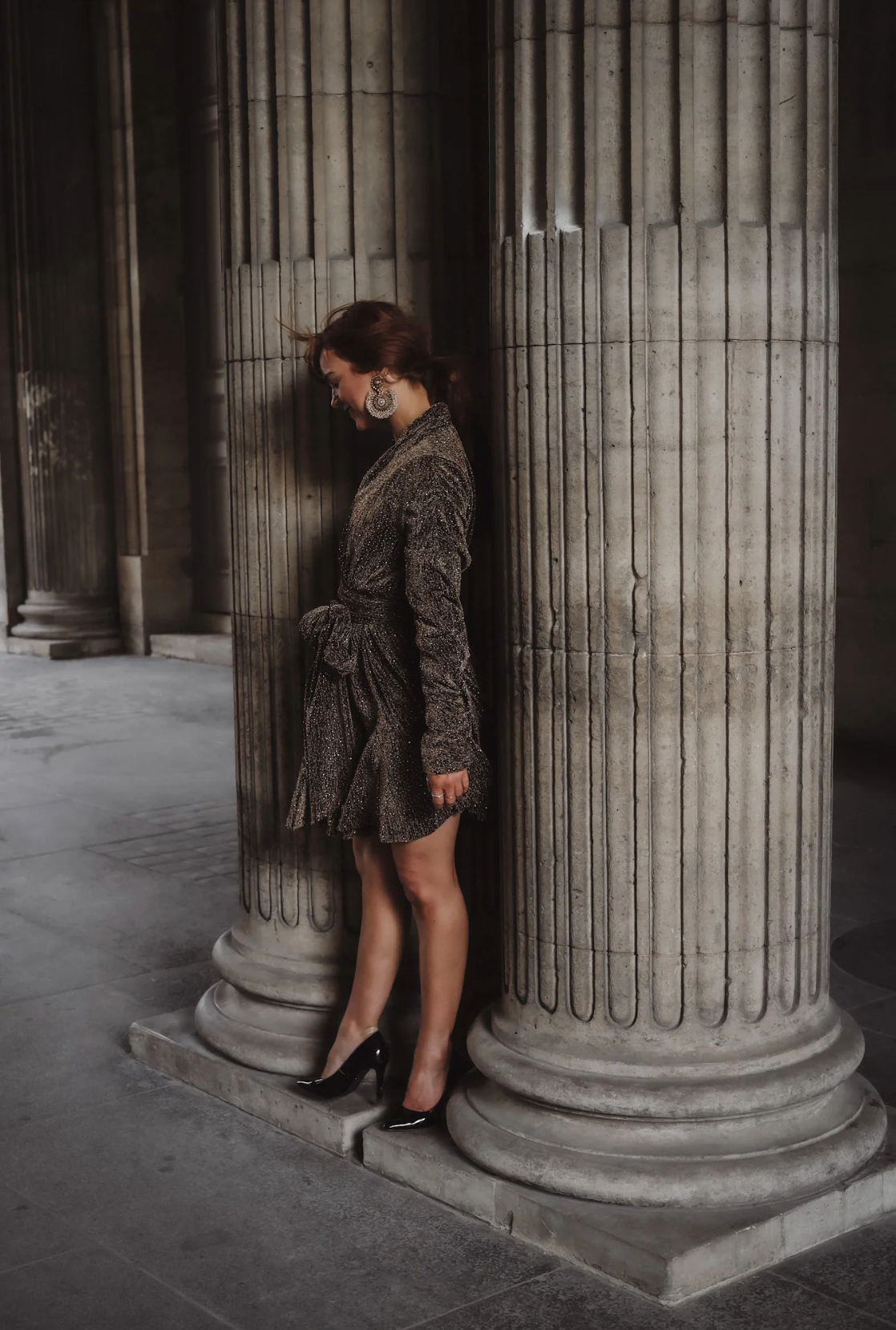 Stradust Frill Dress Black And Gold