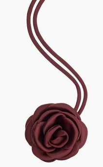 Satin Rose Brooch Burgunder