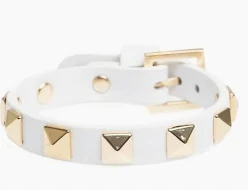 Leather Stud Bracelet White