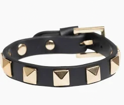 Leather Stud Bracelet Black