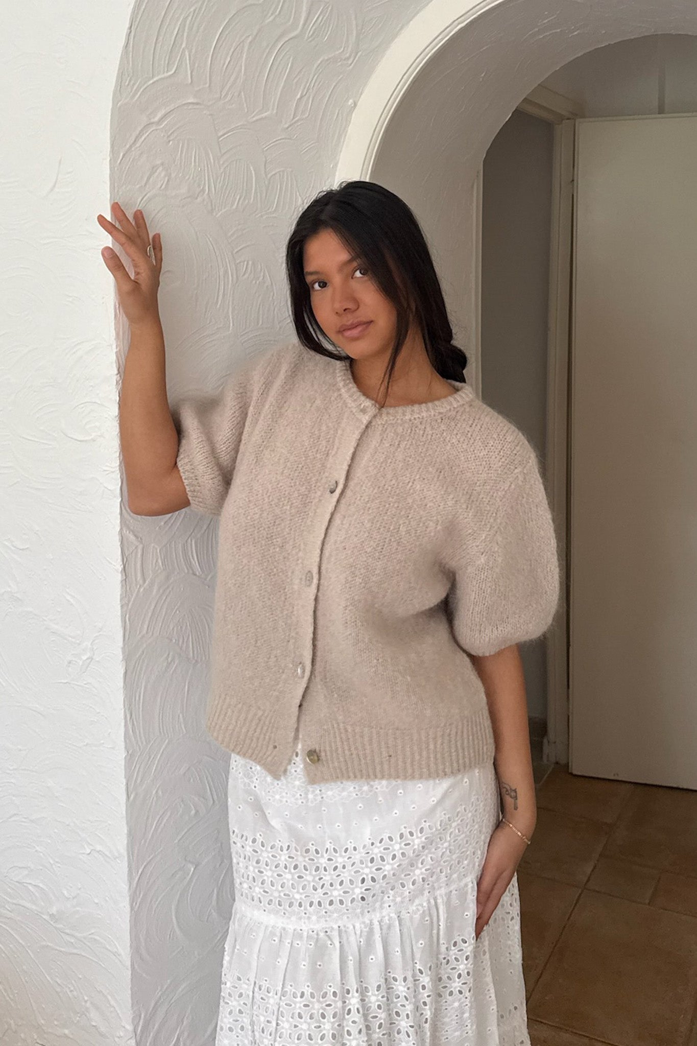 Ida Short Sleeve Cardigan PREORDER Beige