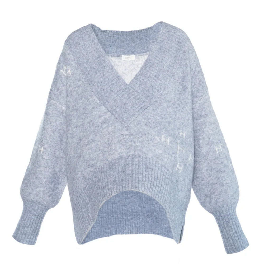 Fam V-neck sweater Faded Denim