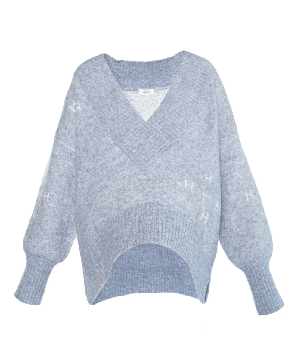 Fam V-neck sweater Faded Denim