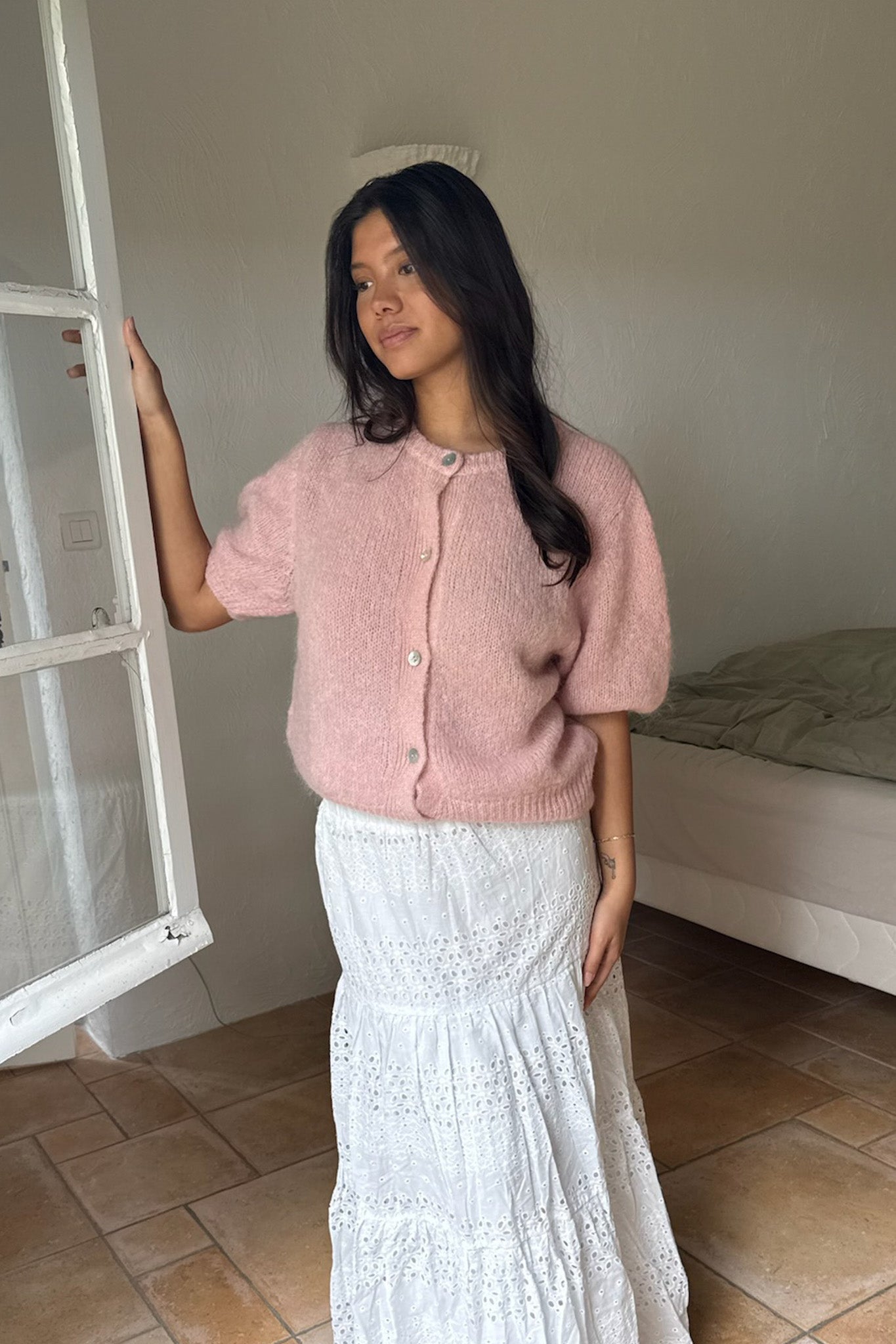 Ida Short Sleeve Cardigan PREORDER Light Pink