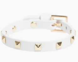 Leather Stud Bracelet Mini White