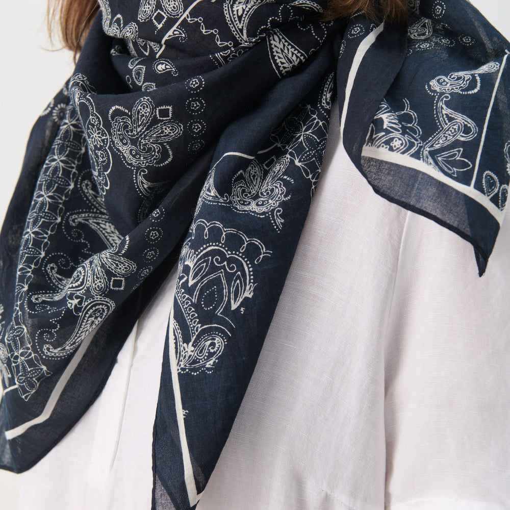 
                      
                        Loui Scarf Navy Graphic Paisley
                      
                    