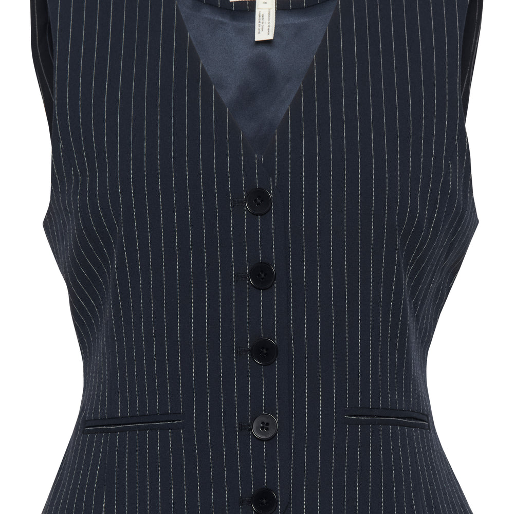 Rikke Waistcoat Dark Navy Pinstripe