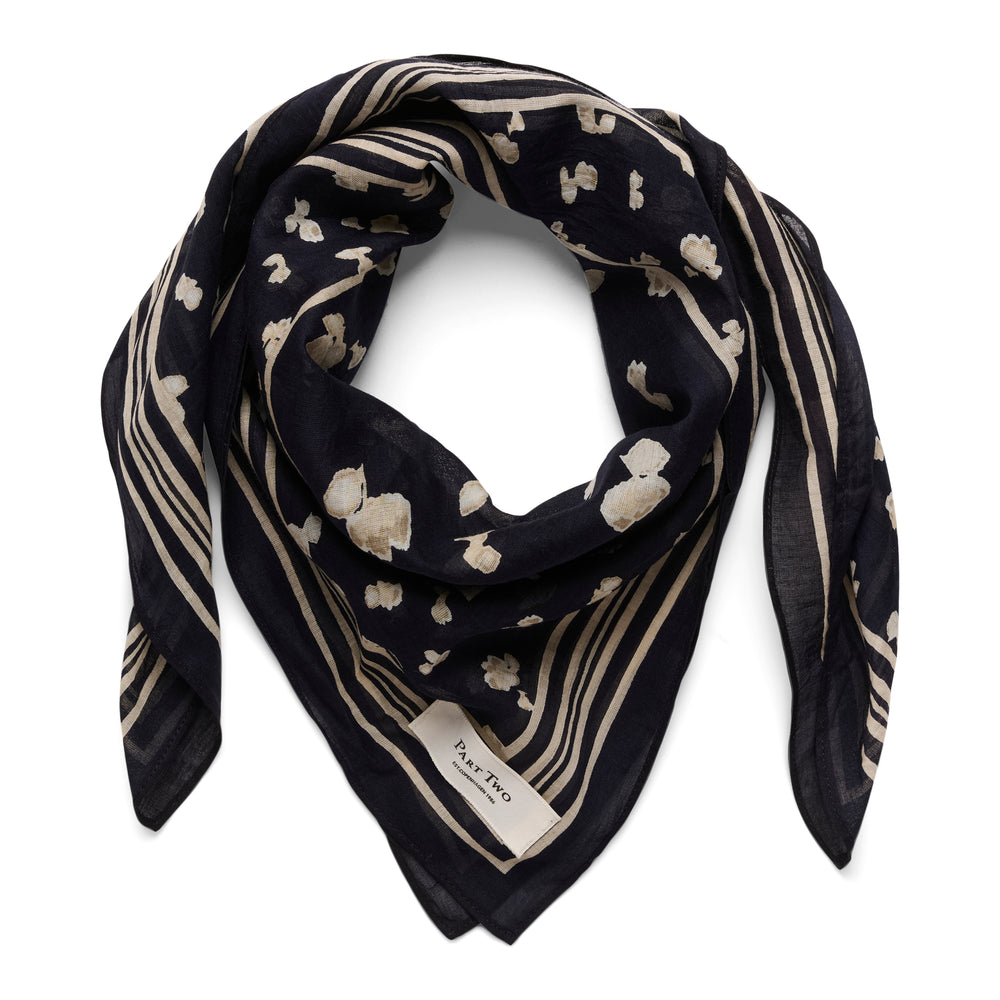 Phi Scarf Navy Blurred Flower