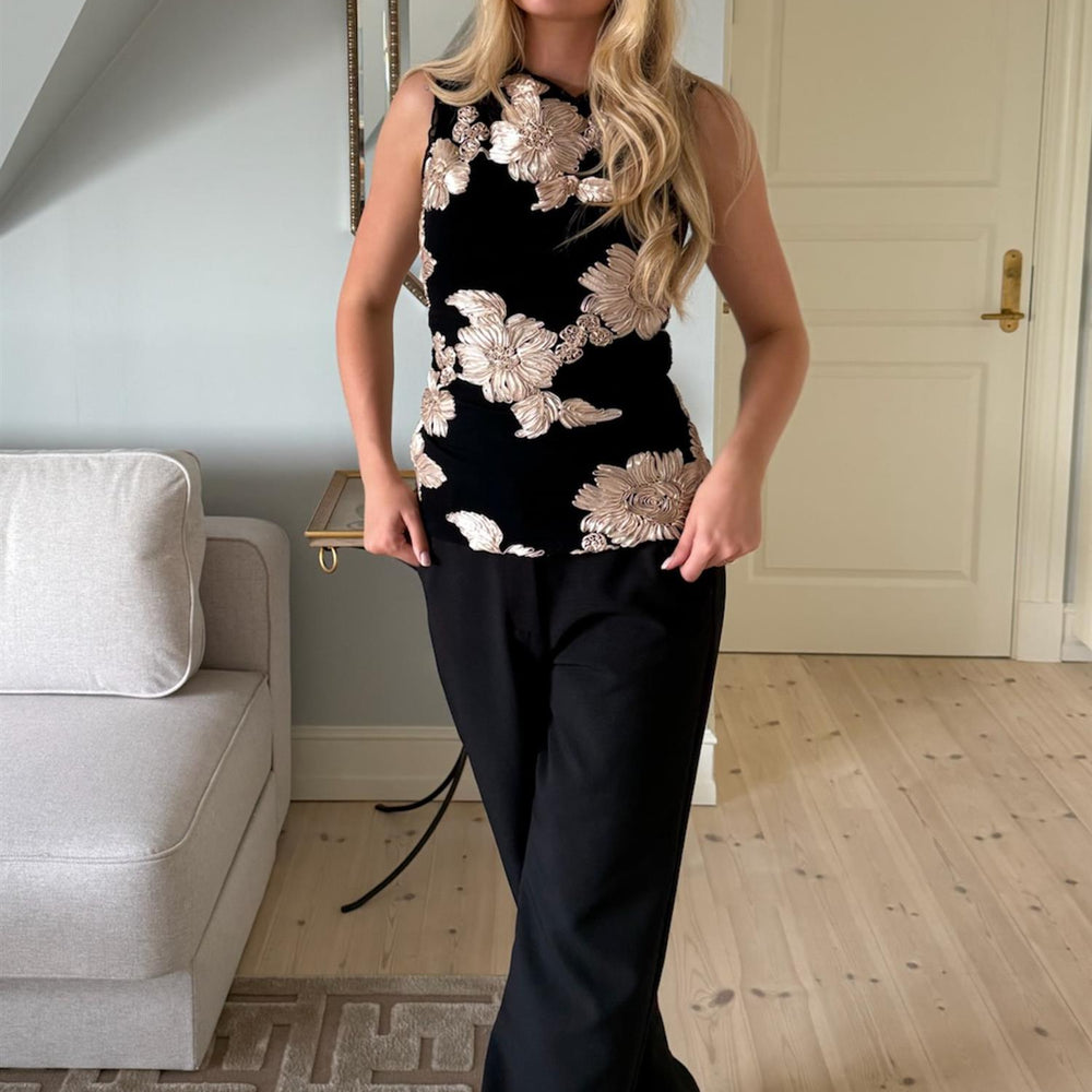 
                      
                        Mira Mesh Top Black Beige Flower
                      
                    