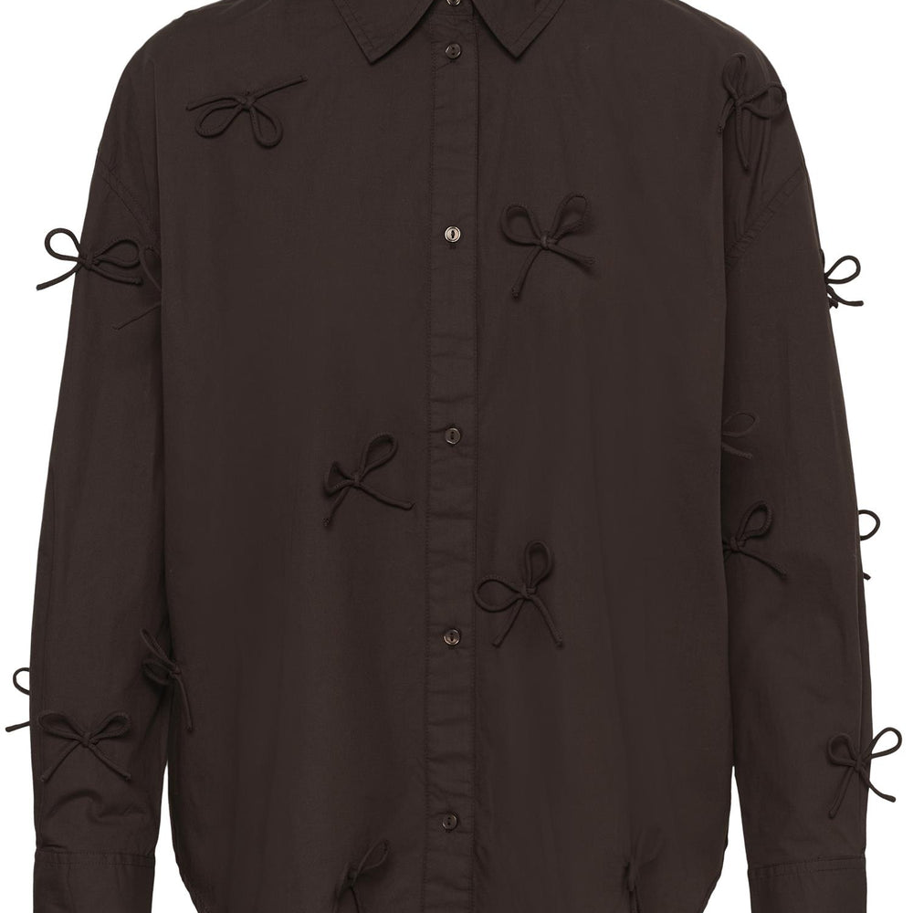 Joa Bow Shirt Chocolate Brown