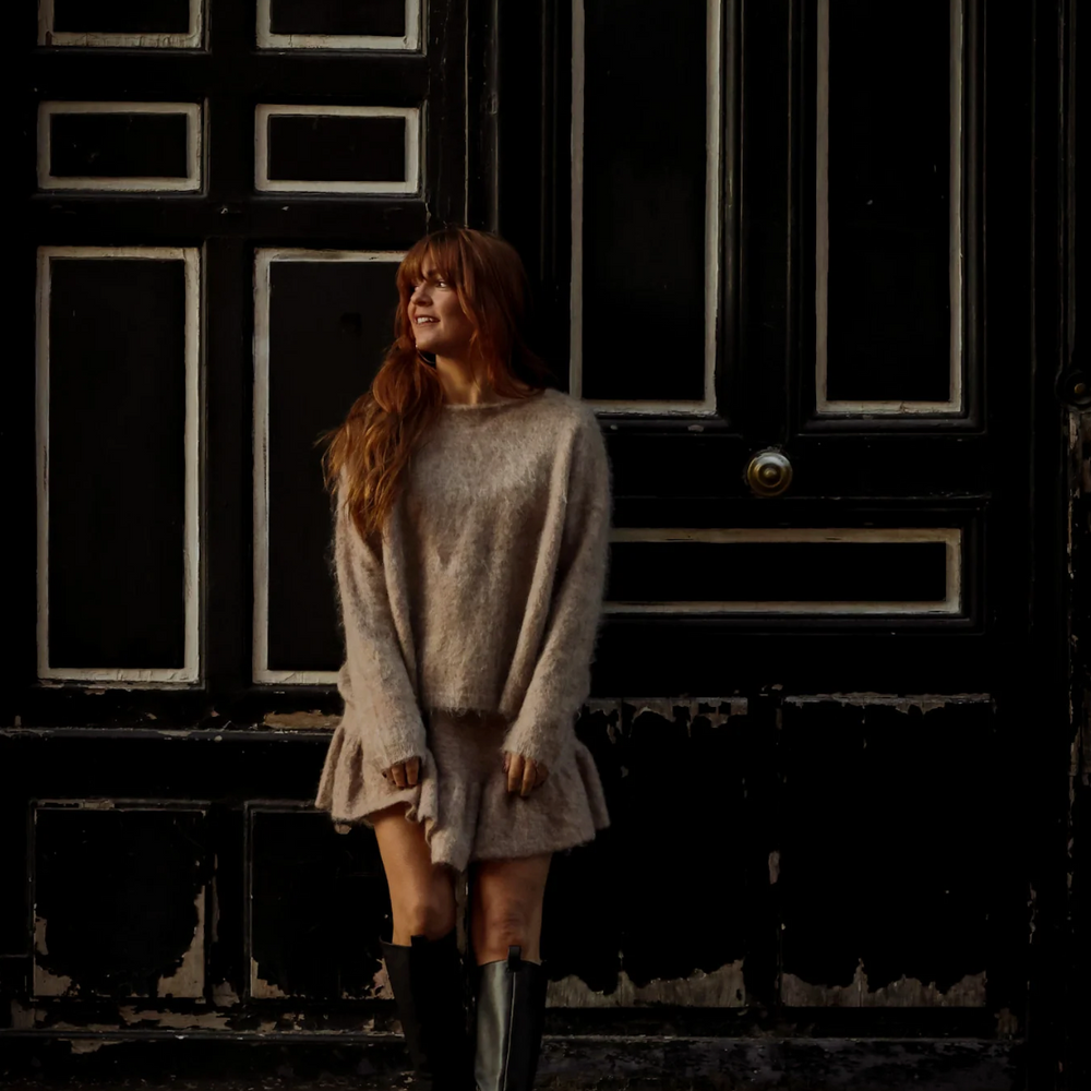 
                      
                        Knit Frill Skirt Beige
                      
                    