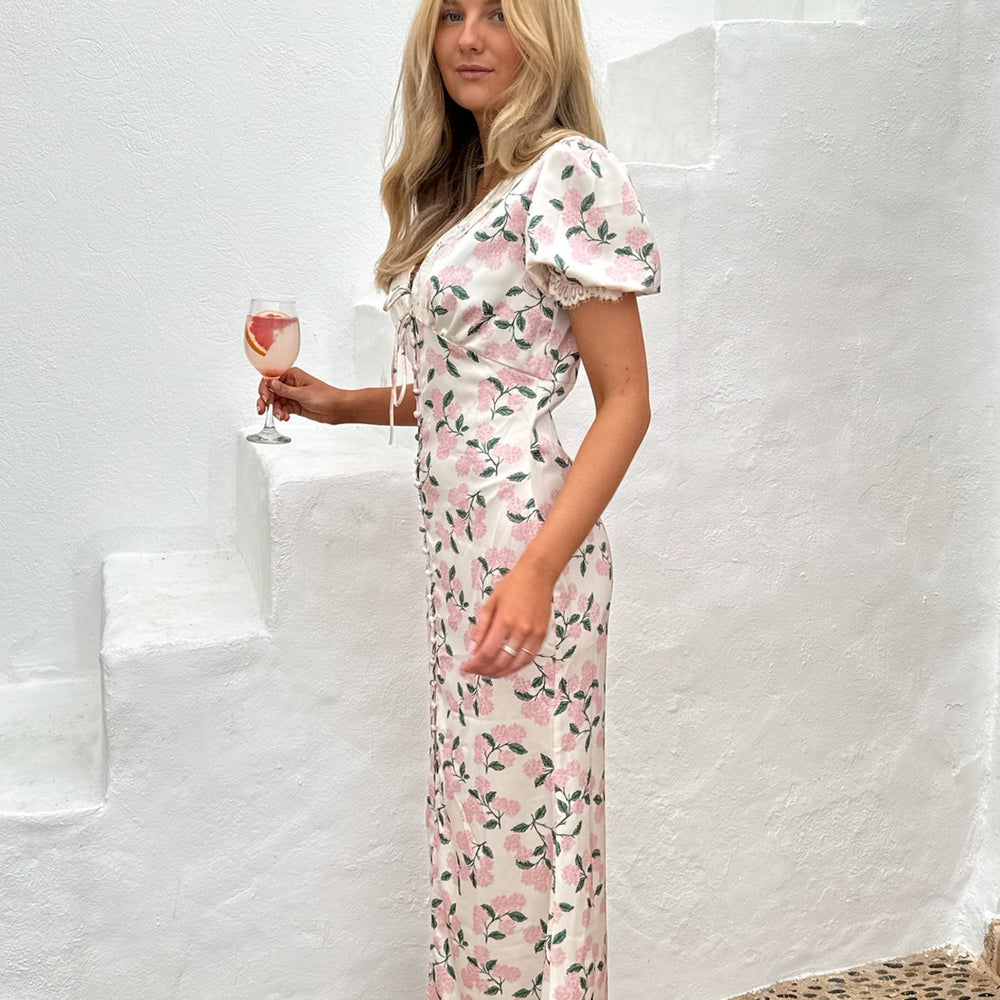 
                      
                        Agnete Long Dress Pink Hydrangea Print
                      
                    