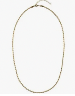 Twisted Chain Necklace Extra Thin 55cm Gold