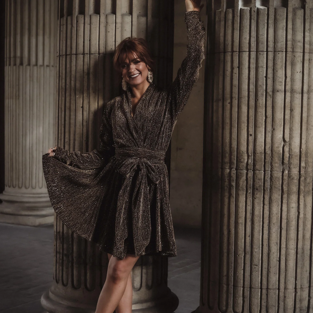 
                      
                        Stradust Frill Dress Black And Gold
                      
                    