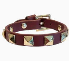 Leather Stud Bracelet Burgunder