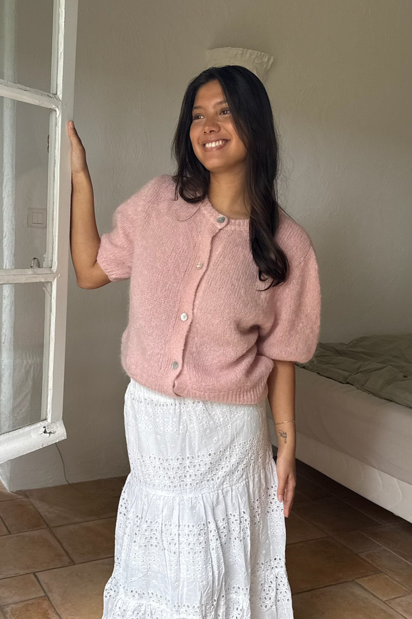 Ida Short Sleeve Cardigan PREORDER Light Pink