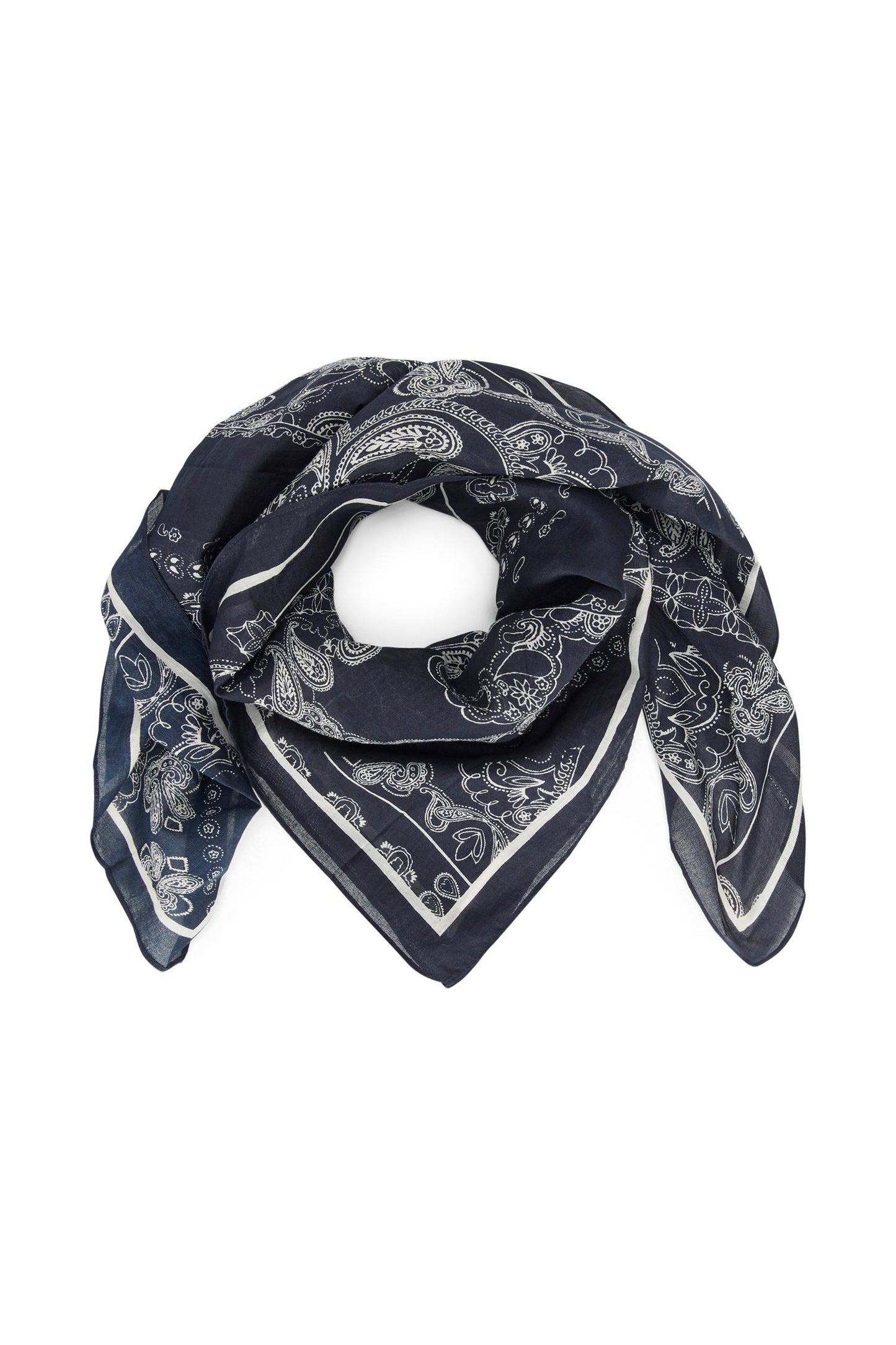 Loui Scarf Navy Graphic Paisley