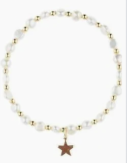 Fresh Water Pearl Bracelet 4 mm w gold beads