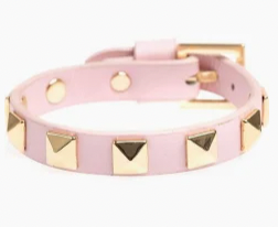 Leather Stud Bracelet Light Pink