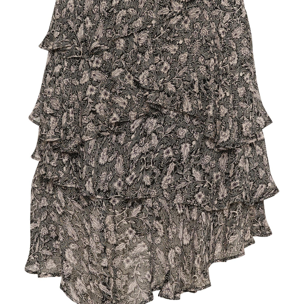 Milu Skirt Black Leaf Print