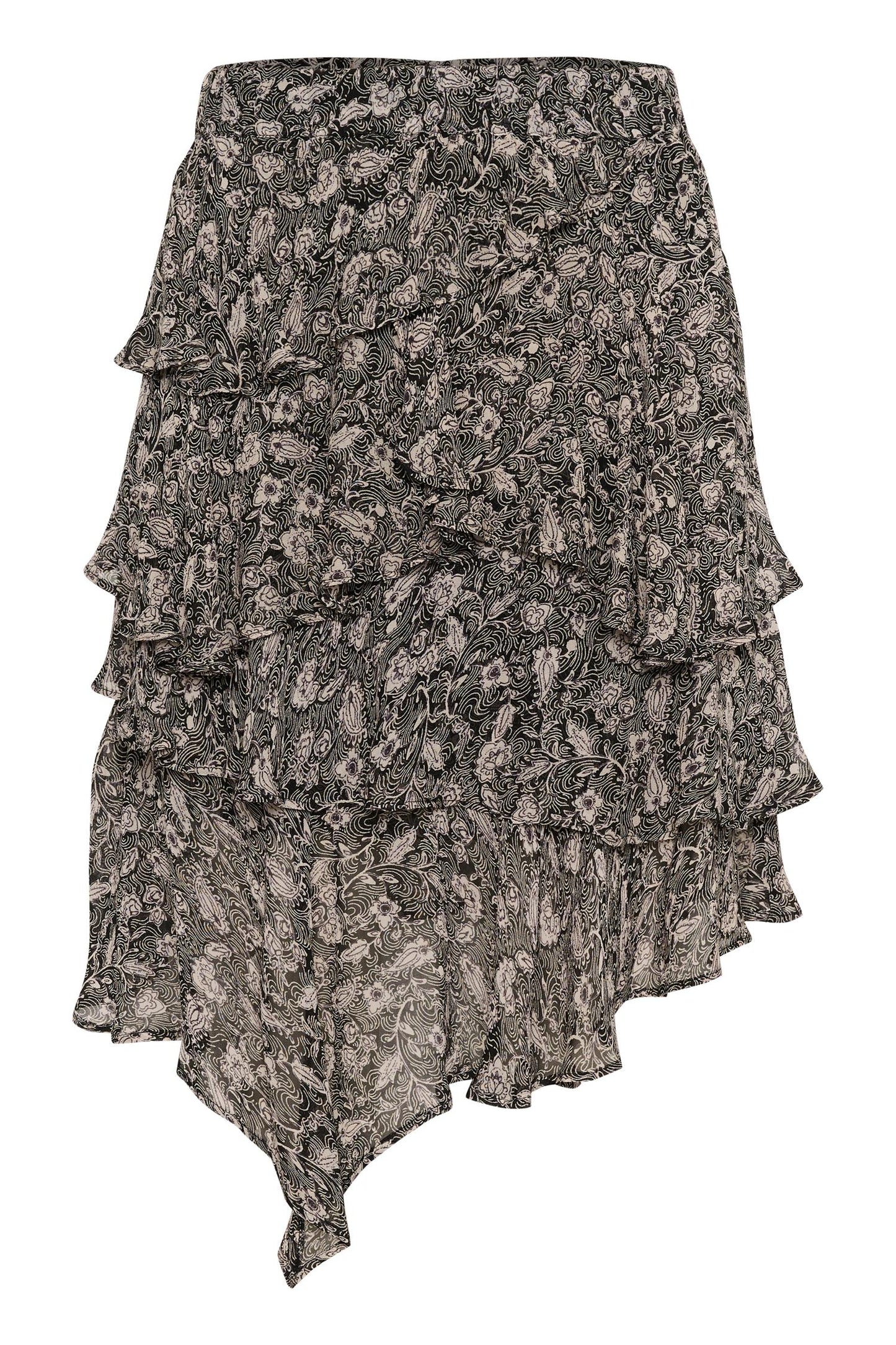 Milu Skirt Black Leaf Print