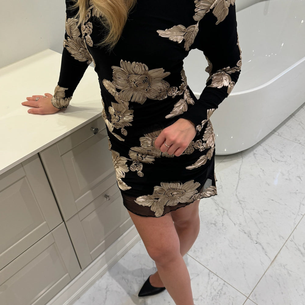 
                      
                        Maja Mesh Dress Black Beige Flower
                      
                    