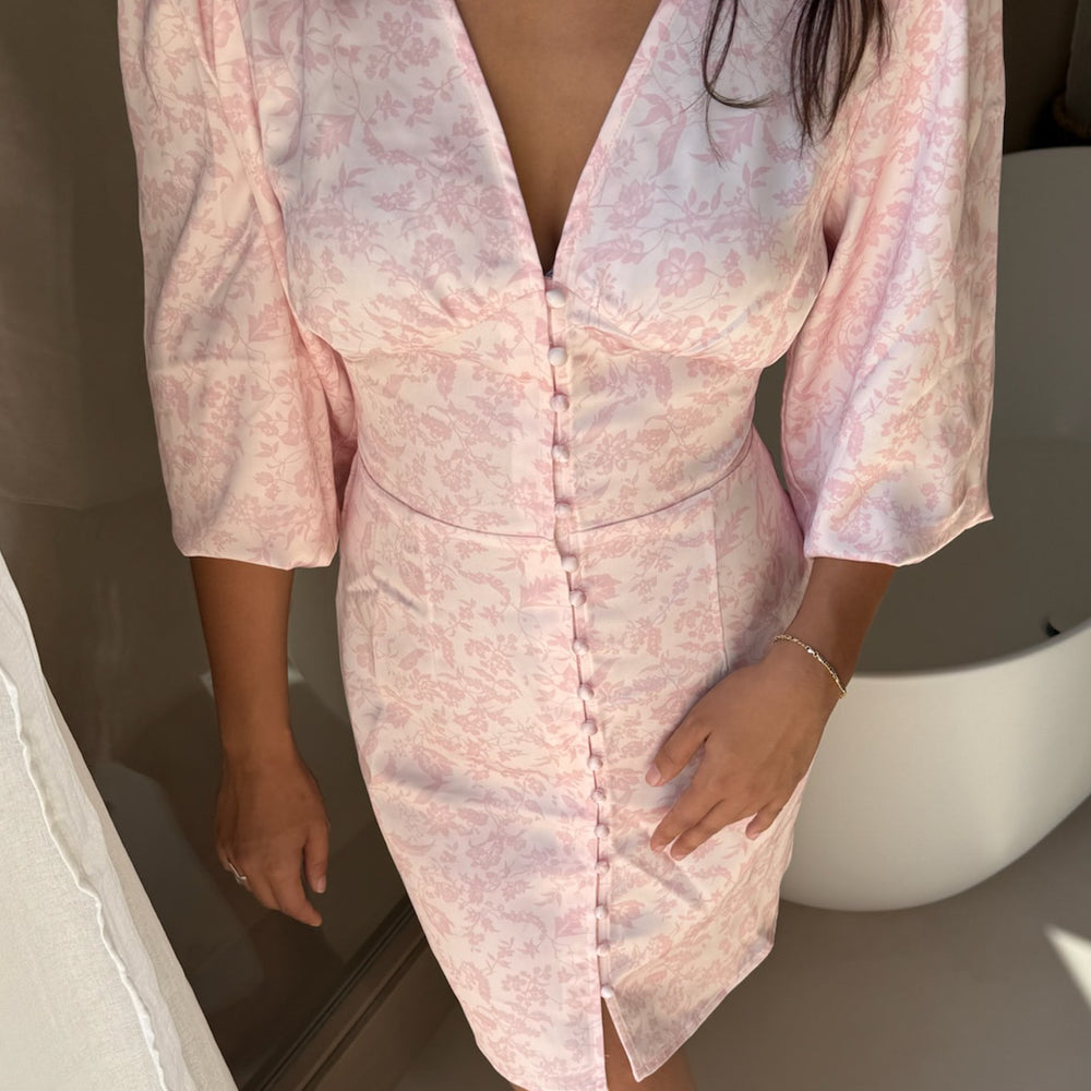 Addy Dress PREORDER Light Pink Flower