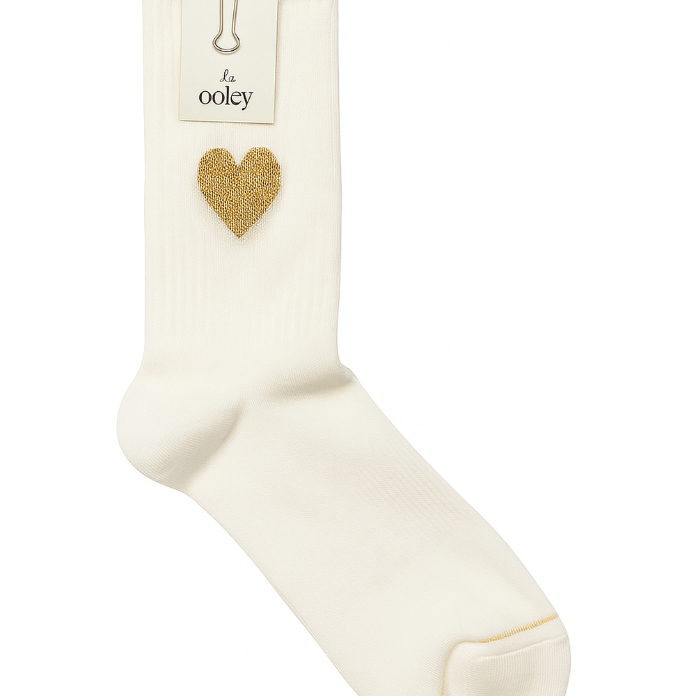 Tennis Glitter Socks Gull Hjerte