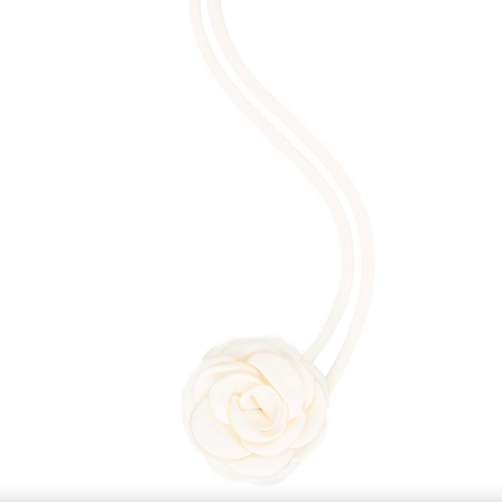 Satin Rose Brooch White