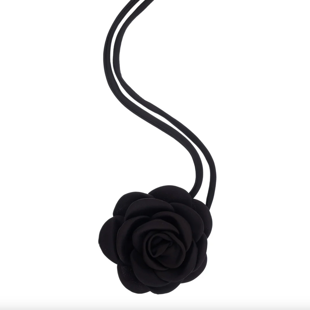 Satin Rose Brooch Black