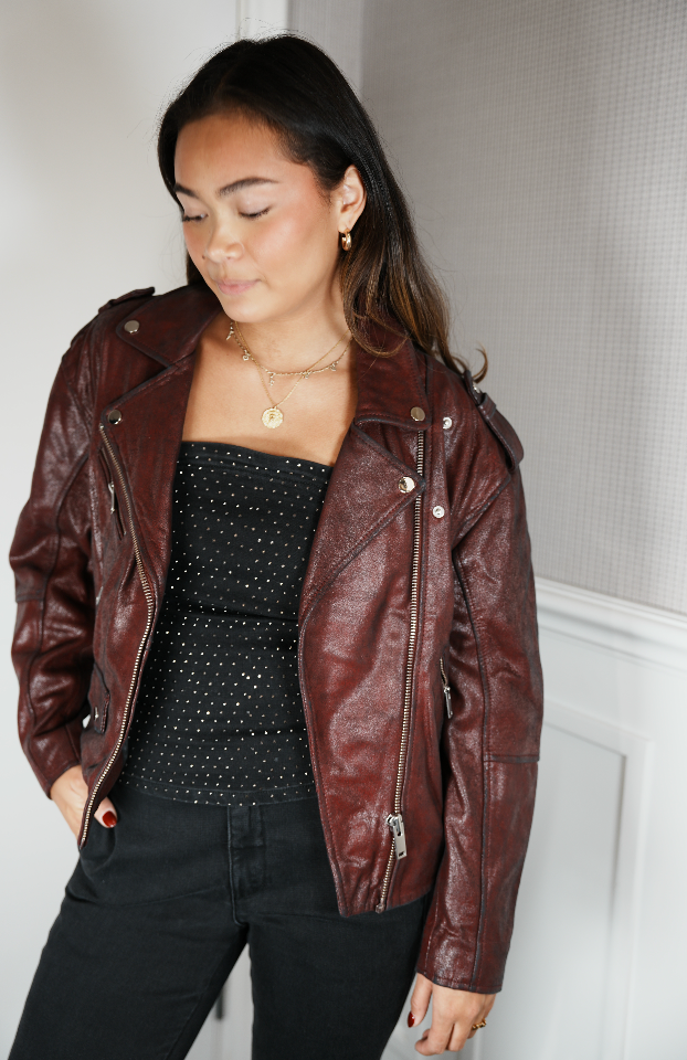 
                      
                        Gilo Leather Jacket Burgunder
                      
                    